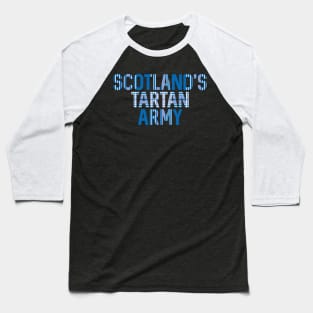 Scotland's Tartan Army, Scottish Saltire Flag Tartan, Scottish Football Slogan Design Baseball T-Shirt